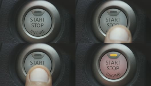 近距离的手指在一辆汽车中启动发动机按钮高清在线视频素材下载