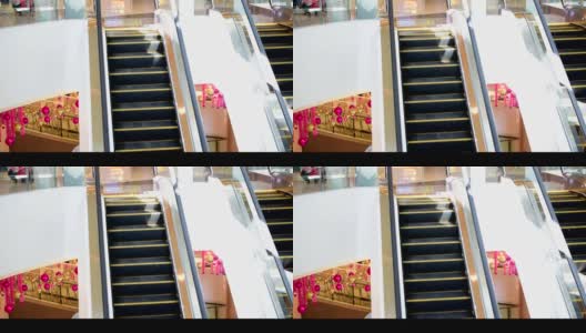 商场里不断移动的自动扶梯高清在线视频素材下载
