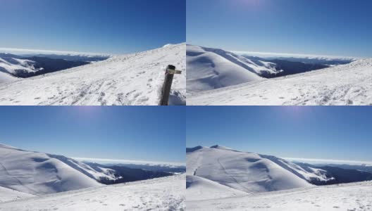 雪山之巅的全景高清在线视频素材下载