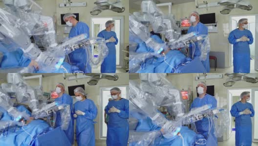 智能精准医疗技术。医院手术室配备机器人手术机高清在线视频素材下载