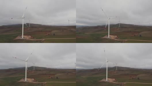 风力发电厂与风力涡轮机发电绿色能源高清在线视频素材下载