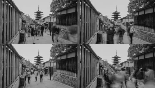 4K Timelapse - Traditional street in Black and White, Kyoto高清在线视频素材下载