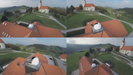 在乡村教堂附近的天文台高清在线视频素材下载