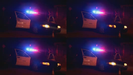 警车——车灯闪烁高清在线视频素材下载