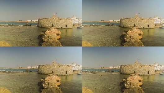 希腊帕罗斯岛的卡斯特里城堡。高清在线视频素材下载