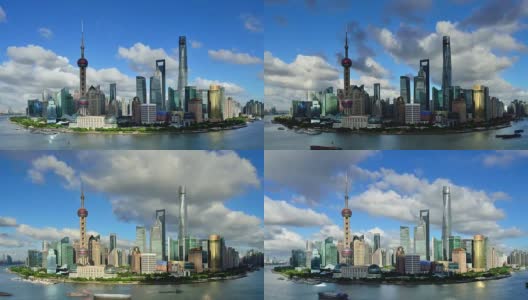 4K:晴天上海天际线全景高清在线视频素材下载