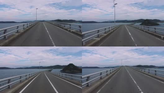 “Tsunoshima桥”上的空旷笔直道路高清在线视频素材下载