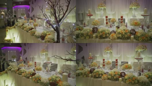 彩色装饰的婚桌高清在线视频素材下载