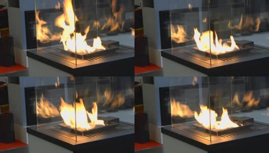 现代生物壁炉用乙醇气体。智能生态高清在线视频素材下载