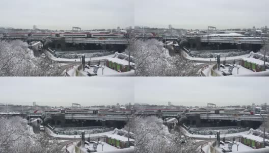 冬季场景在快节奏的城市中心全景高清在线视频素材下载