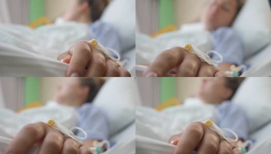 病人在病床上有滴瓶关闭高清在线视频素材下载