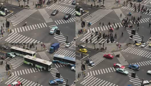 十字路口的延时鸟瞰图/上海，中国高清在线视频素材下载