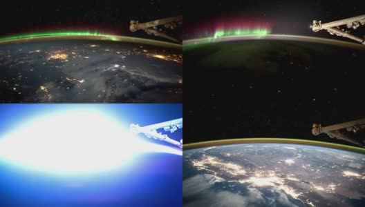 从国际空间站ISS上看到的夜晚的地球。这段视频由美国宇航局提供高清在线视频素材下载