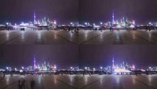 T/L WS LA上海外滩和陆家嘴天际线夜晚高清在线视频素材下载