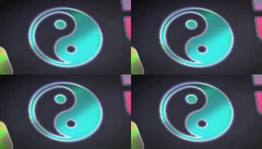 屏幕上的Ying-Yang图标。循环。高清在线视频素材下载
