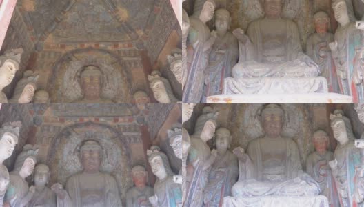 中国甘肃省天水市麦积山石窟庙群丝绸之路上一座有宗教洞穴的山高清在线视频素材下载
