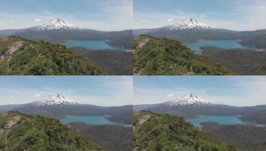 孔吉里奥国家公园里的亚伊马火山和孔吉里奥湖鸟瞰图高清在线视频素材下载