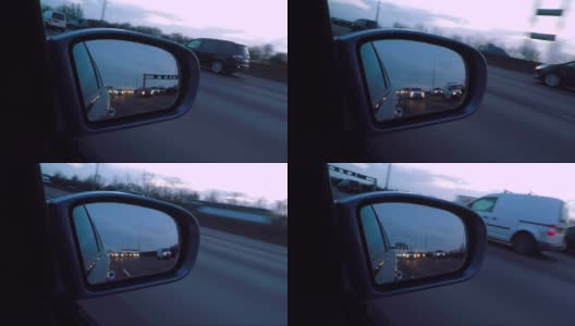 高速公路上的车辆后视镜。高清在线视频素材下载