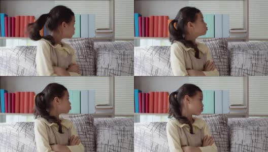 亚洲可爱的女孩与敏感的感觉在家里高清在线视频素材下载