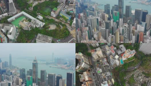 白天城市全景空中俯视图4k香港高清在线视频素材下载