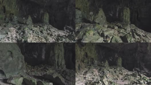 喀斯特洞穴大胆的无信号航拍高清在线视频素材下载