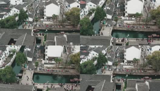中国苏州平江历史街区的无人机视图。高清在线视频素材下载