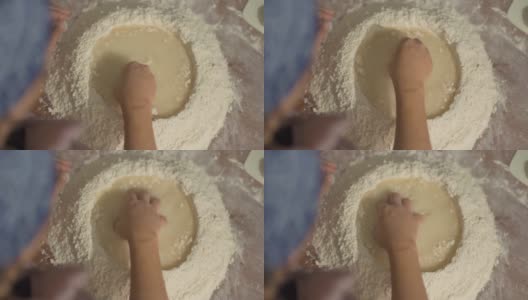 天顶镜头的女人做蛋糕高清在线视频素材下载
