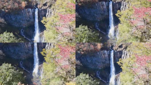 日本枥木县秋日著名的瀑布:基贡瀑布高清在线视频素材下载