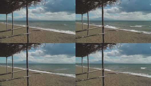 海边临时搭建的小竹屋高清在线视频素材下载
