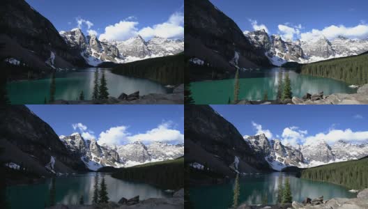 加拿大班夫国家公园的冰碛湖高清在线视频素材下载