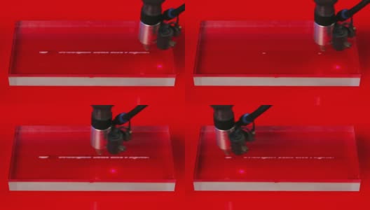 激光数控机雕刻透明亚克力板设计图案高清在线视频素材下载