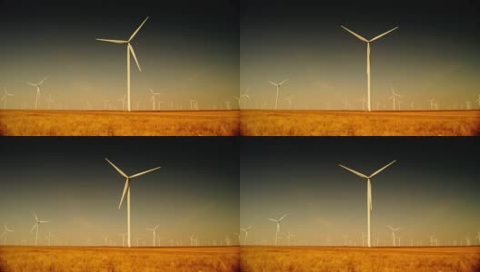 现代的风力涡轮机在一段时间内产生可持续的能源高清在线视频素材下载
