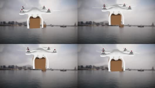 无人机携带包裹的动画高清在线视频素材下载