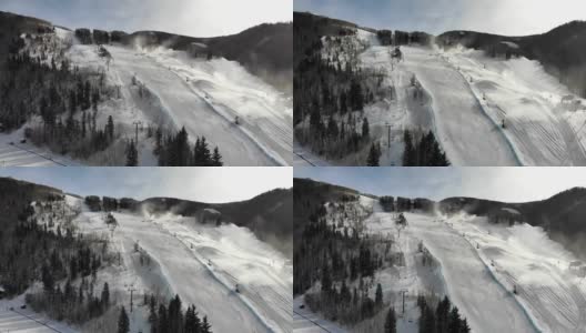 Vail Colorado Ski Area Aerial Drone Clip in the Winter高清在线视频素材下载