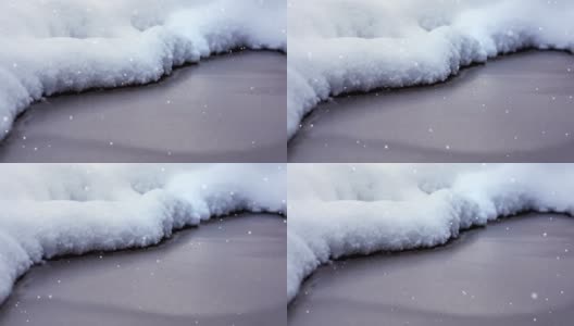 雪与闪光效果的特写冬季场景(循环4k)高清在线视频素材下载