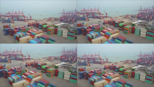 白天著名的深圳港湾航拍全景4k倾斜平移中国高清在线视频素材下载