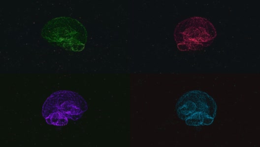 大脑的变化。人类大脑在空间背景中变换颜色的抽象动画。高清在线视频素材下载