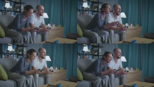 一起玩电子游戏的情侣高清在线视频素材下载