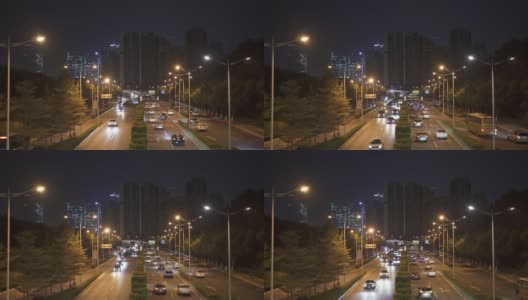 晚上，城市高速公路上的车流量很大高清在线视频素材下载