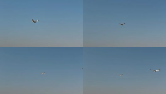 超轻，塞斯纳飞机拖在滑翔机与长绳在蓝天上。体育、航空背景高清在线视频素材下载