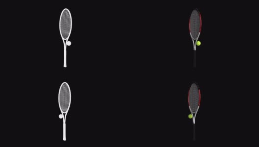 网球、球拍和网球旋转圈，与哑光隔离高清在线视频素材下载