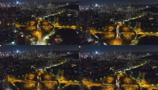 近景深圳市交通路口航拍全景4k倾斜移位时间推移中国高清在线视频素材下载