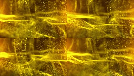 金色数字粒子波和网格抽象环境运动背景高清在线视频素材下载