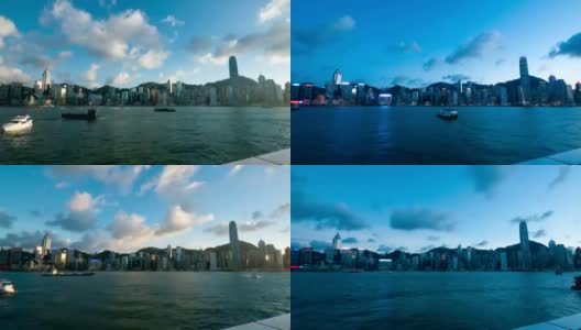 日落在香港海港，时间流逝高清在线视频素材下载