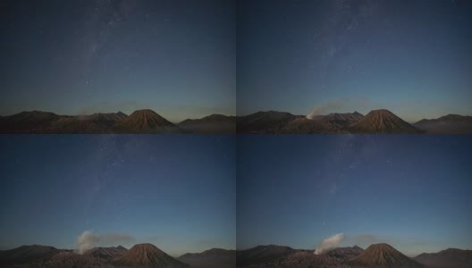 美丽的银河在印度尼西亚的bromo山的4K时间流逝。高清在线视频素材下载