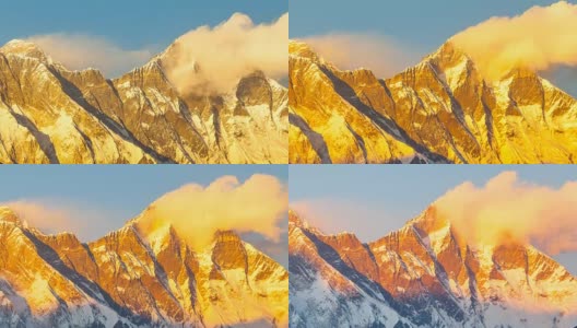黄金珠穆朗玛峰，喜马拉雅山的时间流逝高清在线视频素材下载