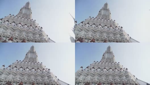低角度视图和平移:大宝塔在Wat Arun高清在线视频素材下载