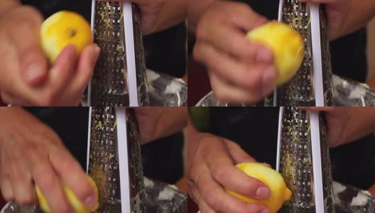 磨碎柠檬皮用于烹饪高清在线视频素材下载