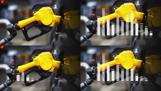 燃油喷嘴与汽油价格图表。高清在线视频素材下载