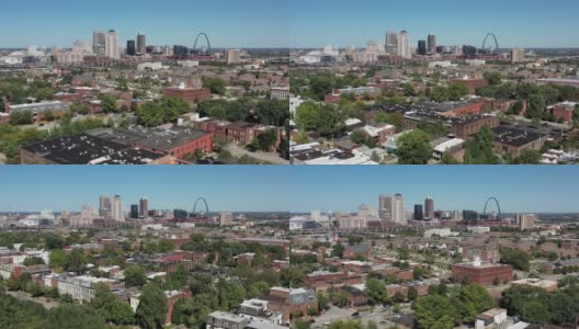无人机视频拉斐特广场附近和密苏里州圣路易斯市中心高清在线视频素材下载